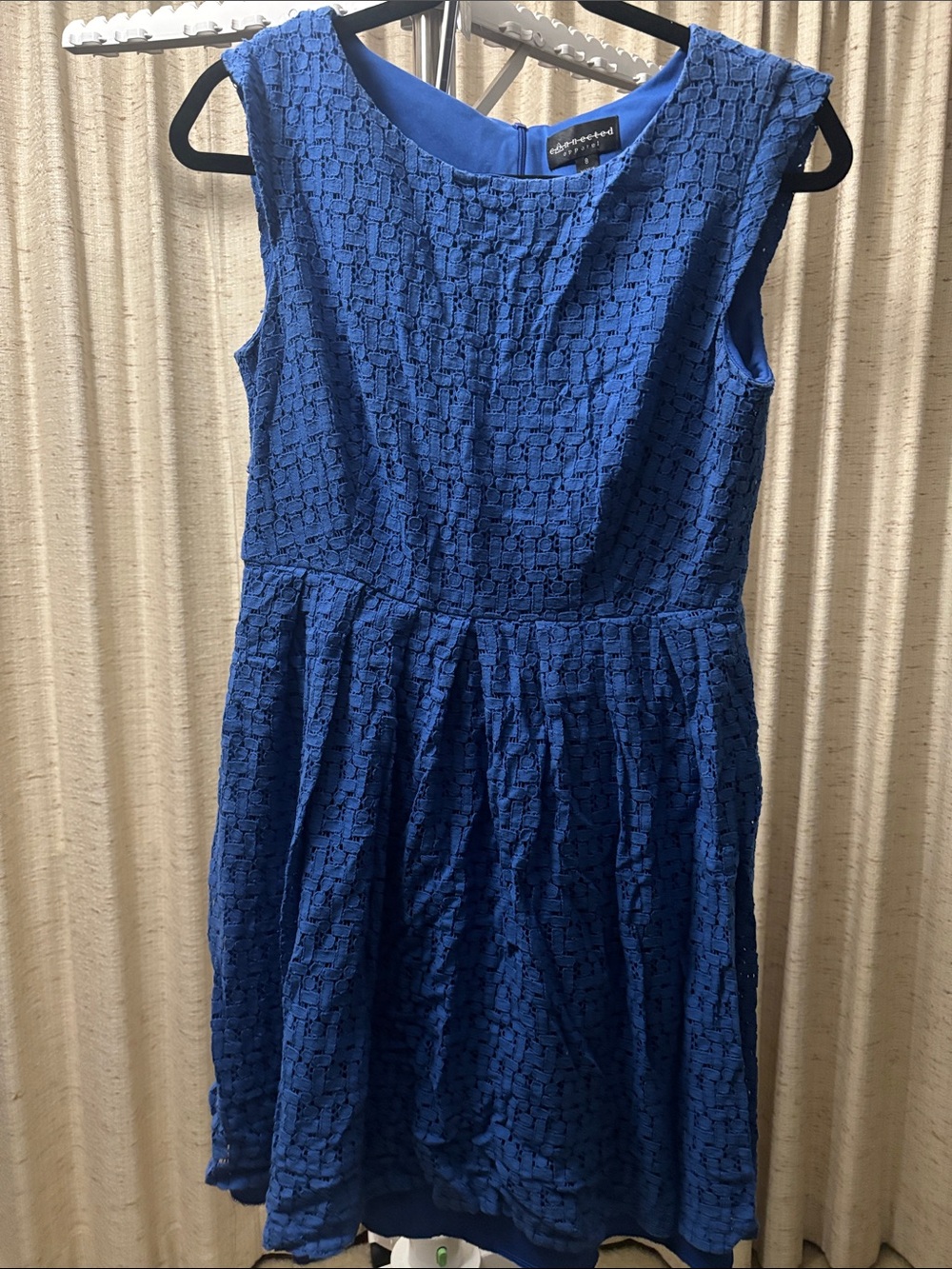 connected apparel Royal Blue Lace Fit-and-Flare Dress